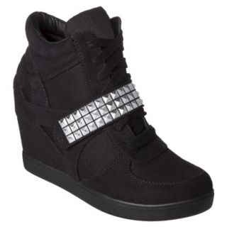 Womens Xhilaration Shayenne High Top Sneaker Wedge   Black 8.5