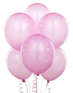 Light Pink with Hearts Matte Balloons