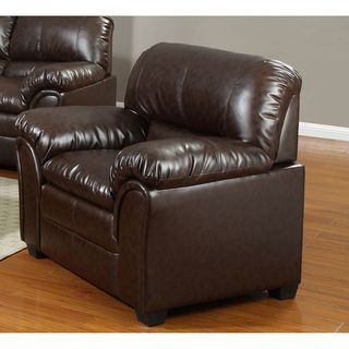 Brown Leather Chair (Bonded leather Unique PatternSeat dimensions: 21.5 inches high x 19 inches wide x 21.5 inches deepDimensions: 39 inches high x 44 inches wide x 36 inches deep Model: 71062 Assembly required. This product ships in one (1) box.)