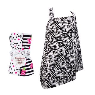 Trend Lab 5 piece Nursing Cover And Burp Cloth Set In Zebra