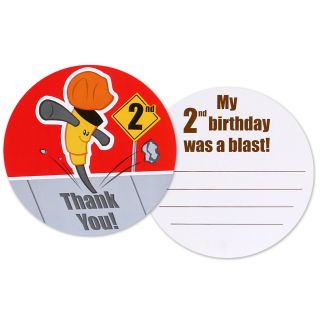 Construction Pals 2nd Birthday Thank You Notes