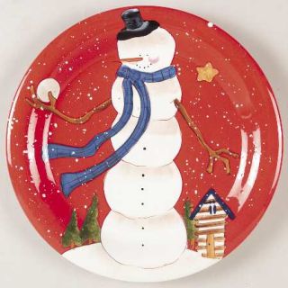 Hilltop Snowman Dinner Plate, Fine China Dinnerware   Janet W Frisch,Snowman,Blu
