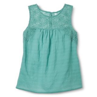 Xhilaration Juniors Crochet Trim Top   Turquoise L(11 13)