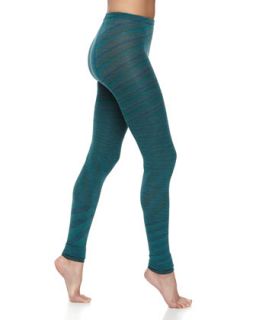 Zigzag Wool Knit Leggings, Blue