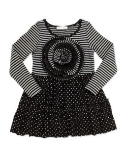 Stripe & Polka Dot Dress, 2T 4T