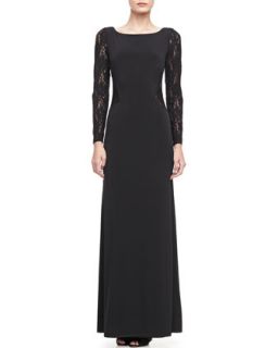 Long Sleeve Lace Boat Neck Gown   Laundry by Shelli Segal
