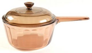 Corning Visions Amber 1.5 Quart Saucepan with Lid, Fine China Dinnerware   Solid