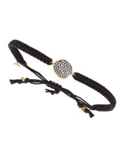 Gold/Black Plated Crystal Metallic Cord Bracelet, Black
