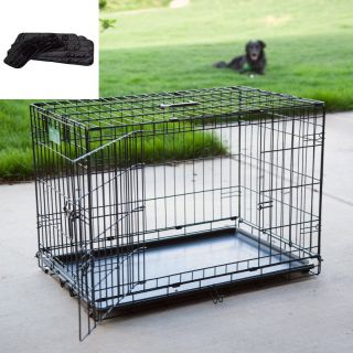 Midwest iCrate Folding Double Door Dog Crate with Deluxe Black Mat   MH202