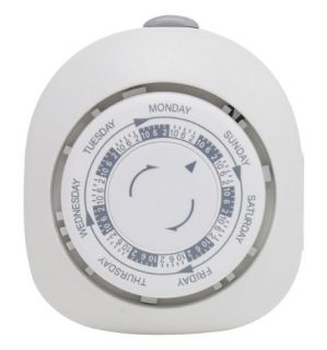 GE 15151 Timer, 7Day Indoor PlugIn Mechanical Vacation Light Timer, Polarized White