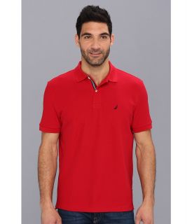 Nautica S/S Solid Polo With Tape Mens Short Sleeve Pullover (Red)