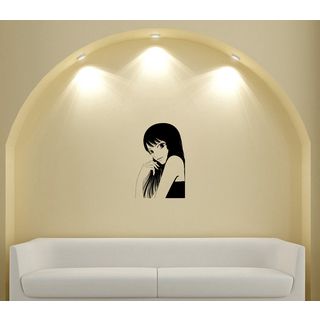 Japanese Manga Beautiful Fashionable Girl Vinyl Wall Art Decal (Glossy blackEasy to applyInstruction includedDimensions: 25 inches wide x 35 inches long )