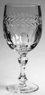 Anna Hutte Nostalgia Water Goblet   Cut Laurel & Thumbprint Design On Bowl
