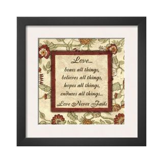 ART Words to Live By Love Never Fails Framed Print Wall Art