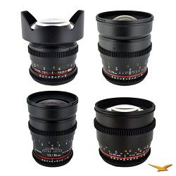Rokinon Canon EF 4 Cine Lens Kit (14mm T3.1, 24mm T1.5, 35mm T1.5, 85 mm T1.5)