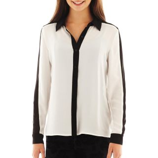 Decree Contrast Button Front Shirt, Black/White