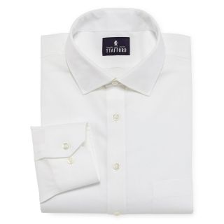 Stafford Signature No Iron Cotton Dress Shirt, White, Mens
