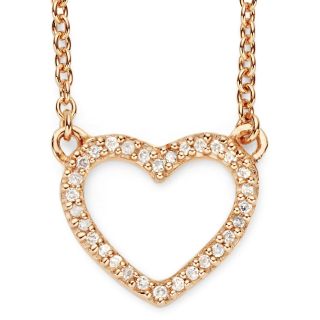 1/10 CT. T.W. Diamond 14K Rose Gold Plated Mini Heart Pendant, Womens