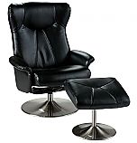 Recliner and Ottoman   Shimmer Black Bonded Leather