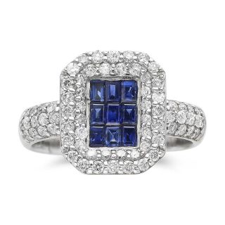 Closeout! EFFY 14K White Gold Sapphire and Diamond Ring, Wg (White Gold), Womens