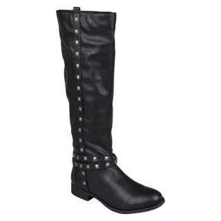 Womens Bamboo By Journee Studded Round Toe Boots   Black 8.5