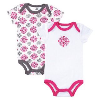 Yoga Sprout Newborn Girls 2 Pack Bodysuit   Grey/Pink 6 9 M