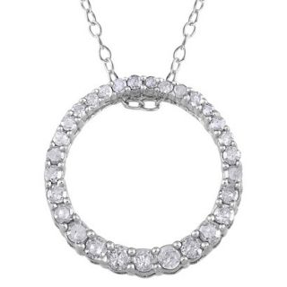 0.33 CT.T.W. Diamond Circle Pendant Sterling Silver Necklace