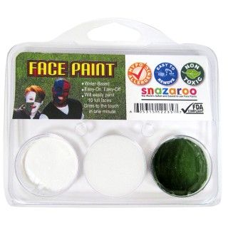 White and Dark Green Fan Face Paint
