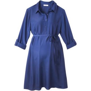Merona Maternity Rolled Sleeve Shirt Dress   Blue L