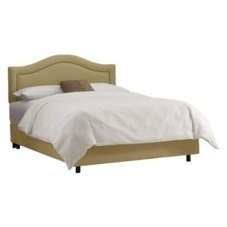 Skyline Queen Bed: Skyline Furniture Merion Inset Nailbutton Bed   Sandstone