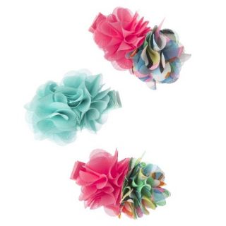 Cherokee Infant Toddler Girls 3 Piece Flower Hair Clips   Multi/Coral