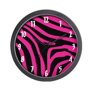 CafePress Pink Zebra Print Wall Clock