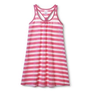 Girls Striped Cover Up Dress   White/Pink XS