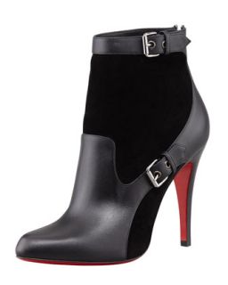 Womens Canassone Buckled Suede Leather Bootie   Christian Louboutin