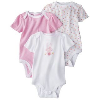 Circo Newborn Girls 3 Pack Short sleeve Bunny Bodysuit   Pink 3 6 M