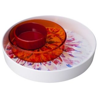 Room Essentials Floral Round Chip and Dip Bowl Set of 3   White/Orange/Red