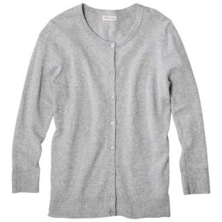 Merona Petites Long Sleeve Crew Neck Cardigan Sweater   Gray XSP