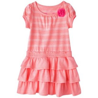 Cherokee Infant Toddler Girls Knit Stripe Dress   Melon 3T
