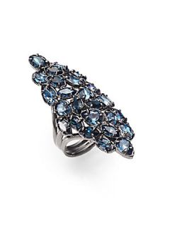 Alexis Bittar Elongated Cluster Ring   Silver Midnight
