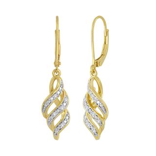 1/10 CT. T.W. Diamond 14K Gold Over Sterling Silver Swirl Earrings, Womens