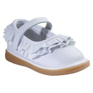 Toddler Girls Wee Squeak Ruffle Genuine Leather Mary Jane Shoes   White 5