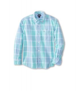 Tommy Hilfiger Kids Del Ray Plaid Shirt Boys Long Sleeve Button Up (Blue)