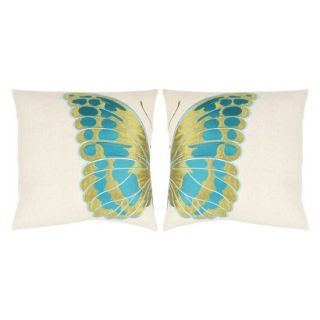 Safavieh 2 Pack Indra Wing Toss Pillows   Green/Blue