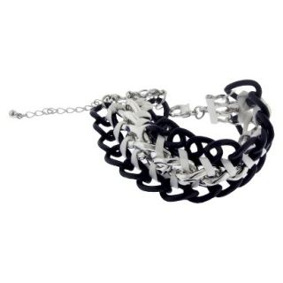 Chain and Cord Bracelet   Silver/Black (7)