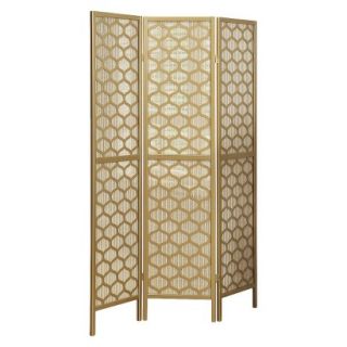 Room Partition: Monarch Specialties 3 Panel Frame Screen   Gold