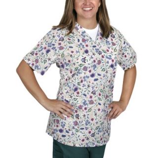 Medline Ladies V Neck Scrub Top with Two Pockets   Provencal Print (X Large)