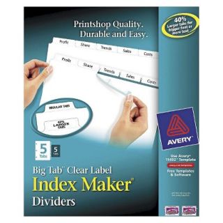 Avery 11 x 8 1/2 Big Tab Index Maker Label Dividers with 5 Tab   White (5 Sets