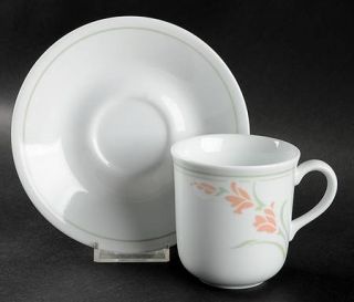 Corning Peach Garland Flat Cup & Saucer Set, Fine China Dinnerware   Corelle, Pe