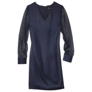 TEVOLIO Womens Shift Dress w/Sheer Sleeve   Xavier Navy   10