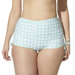Womens Plus Size Side Tie Swim Shorts   Green Mint/White 22W
